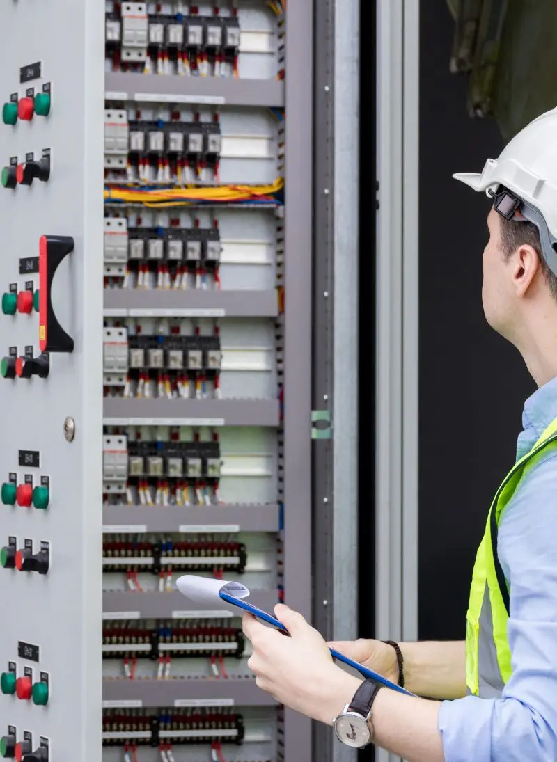 medicao-eletrica-analise Técnico analisando equipamentos da medição de energia